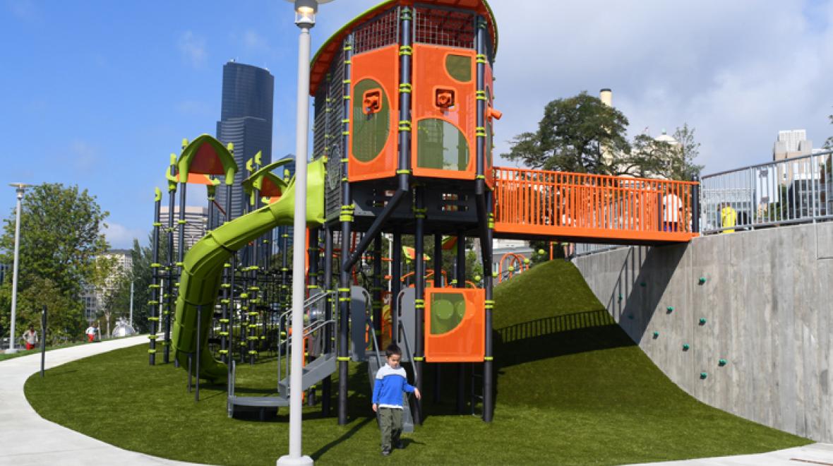 Climbing fort at new Yesler Terrace Park